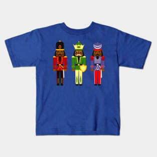 Black Nutcracker Men Christmas Print Kids T-Shirt